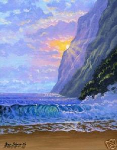 Sunset beach hawaii maui painting