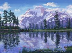 Mt Shuksan from picture lake washington art painting