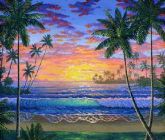 Hawaiian beach sunset painting