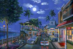 Front Street Night Lahaina Maui Hawaii painting picture cheeseburger in paradise sargeants art gallery