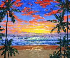 Hawaiian beach sunset painting