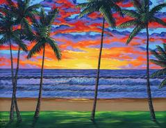 Hawaiian beach sunset painting