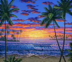 hawaiian beach sunset painting