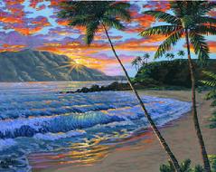 black rock kaanapali maui hawaii painting picture sunset