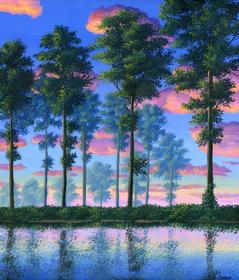 Poplars At Sunset painting cotton wood