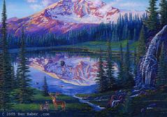 Painting Mount Rainier View Carbon Glacier, Washington