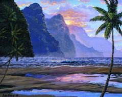 Painting Napali coast, Kauai, Hawaii. Original acrylic on canvas 16x20 inches