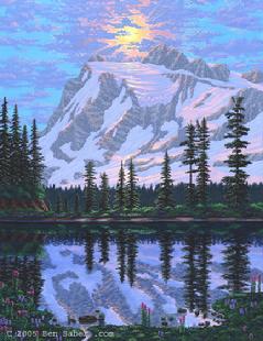 Mount Shuksan Sunrise painting picture lake 