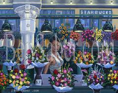 pike place market flowers painting picture interior inside