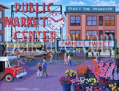 Pike place market sign painting picture flowers produce farmers