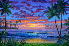 painting Tropical Beach Sunset hawaii palm tree original picture