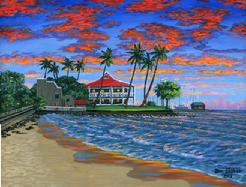  Lahaina Beach sunset painting picture Maui Hawaii