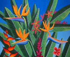 Tropical Flowers painting picture hawaii bird of paradise