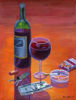 Wine Cigarettes Painting