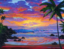 Hawaiian Beach Sunset Painting 16x20 inches