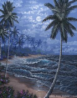 Hawaii Beach Night Painting Maui Hawaii