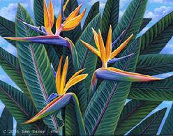 bird of paradise flower painting picture maui hawaii hawaian art print canvas
