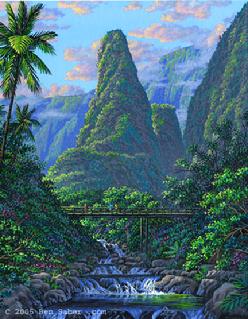 Iao needle, Maui painting picture art print