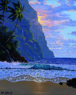 hawaian beach painting picture hawaii sunset