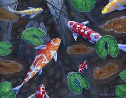 Koi Fish Pond painting picture tropical