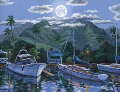 Harbor Lahaina Maui Hawaii painting picture Art Print Canvas