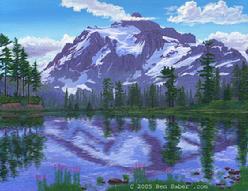 Mt Shuksan From Picture Lake mount mountain painting shukson