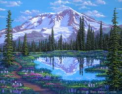 Painting Indian Henry's Hunting Ground, Mount Rainier, Washington picture lake mountain