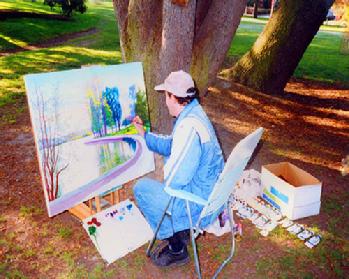 Green Lake Park Artist Seattle painting in 1991 Washington