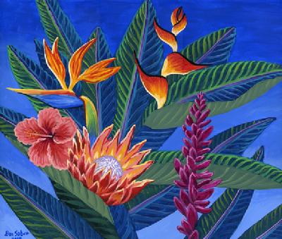 Hawaiian Flowers Painting art print canvas