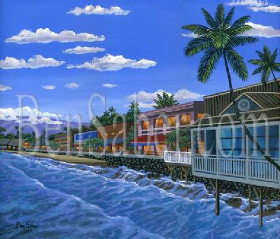  Lahaina Town, front street beach ocean Maui Hawaii Original painting
