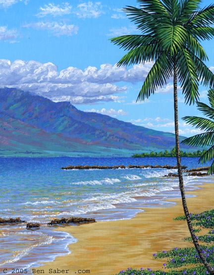 kamaole beach kihei maui hawaii painting picture art print