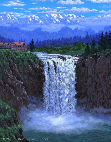 Painting Snoqualmie Falls washington