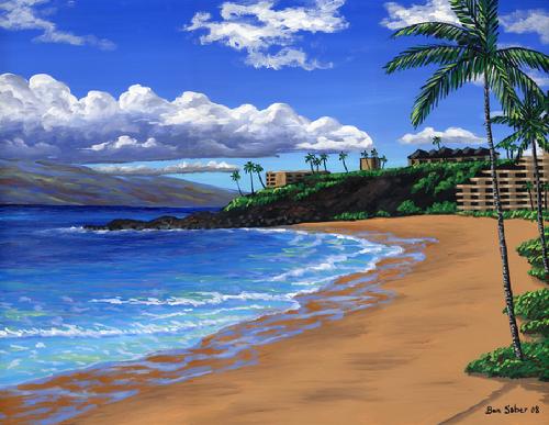 black rock painting kaanapali beach picture art print canvas