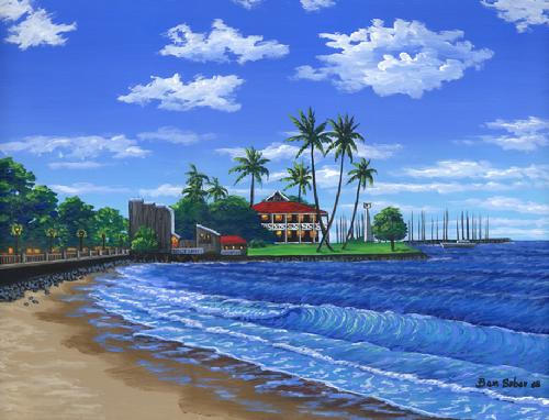 Front street beach painting picture maui hawaii art print canvas