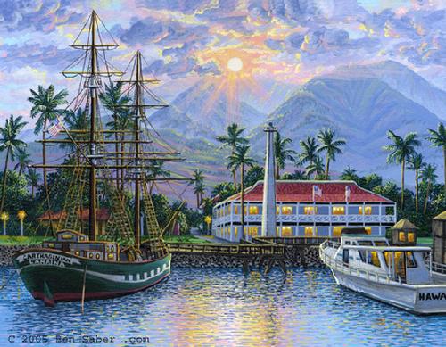 Painting Lahaina Harbor Sunrise Original acrylic painting on canvas board