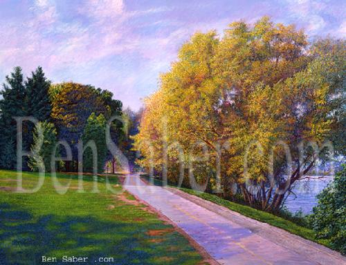 greenlake painting green lake path golf fall 