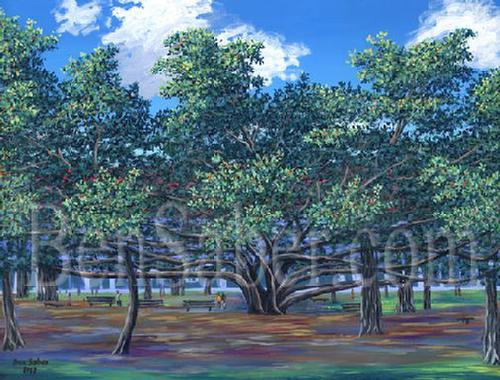  Banyan Tree In Lahaina, Maui, Hawaii. Original acrylic painting picture art print