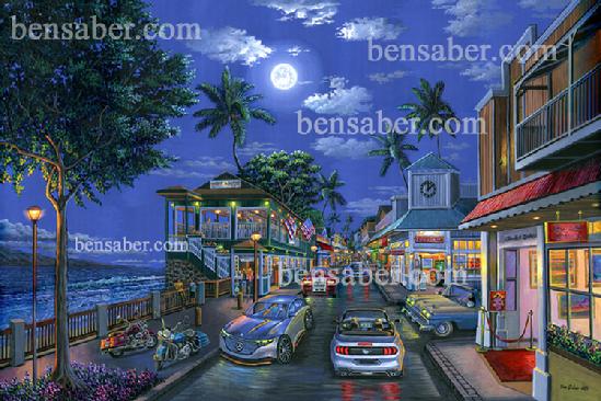 Front Street Night, Lahaina Maui Hawaii painting picture