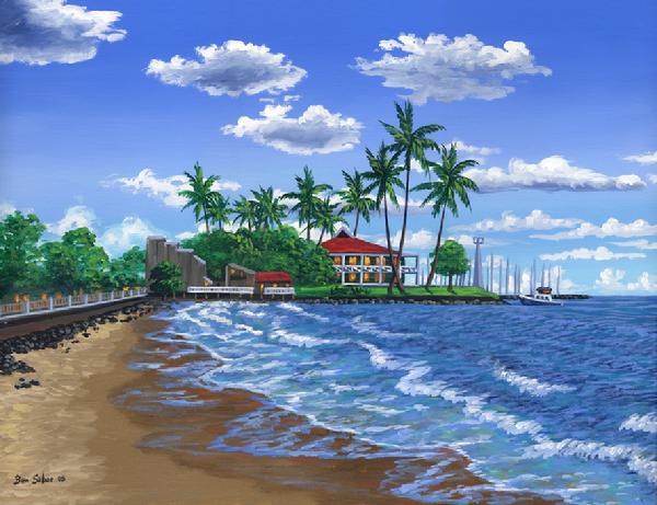 beach front street lahaina painting picture art print