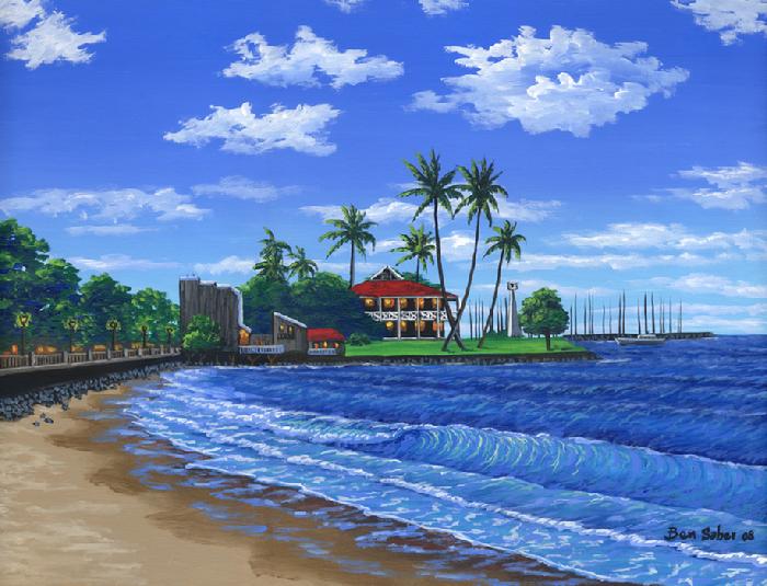 Front street beach painting picture maui hawaii art print canvas