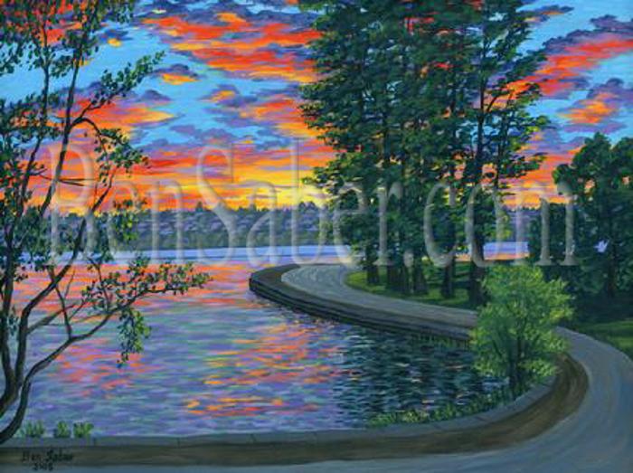 Greenlake park seattle painting picture trail