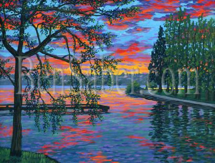 Green lake Greenlake park seattle painting