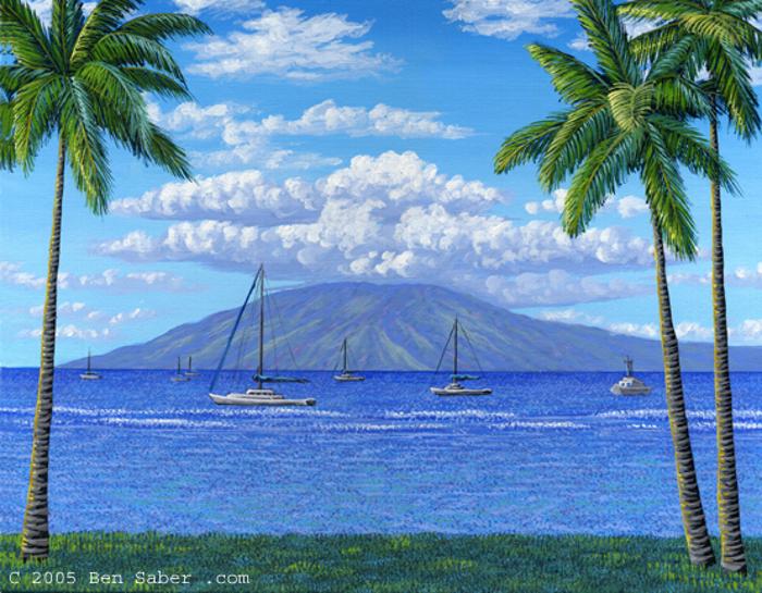 Island Lanai Lahaina maui hawaii painting picture art print