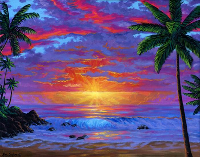 Hawaiian Beach Sunset Painting