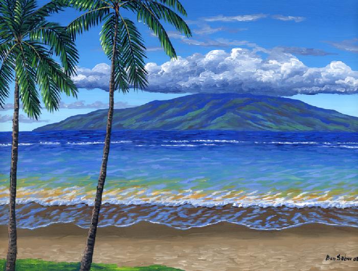 painting Lanai Island Lahaina beach Maui Hawaii picture art print