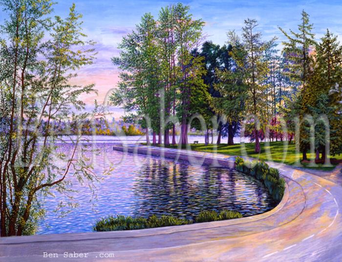 greenlake painting path seattle park green lake 