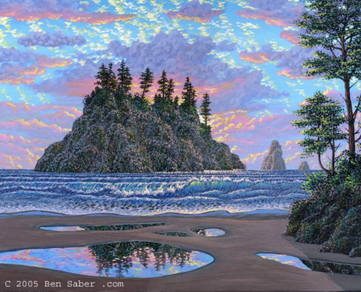 Painting Sea stacks, Olympic Peninsula, Washington picture rocks