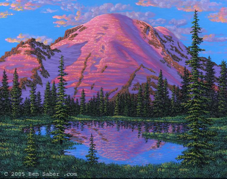 Painting Mt mount Rainier Sunrise Park, Washington picture mountain