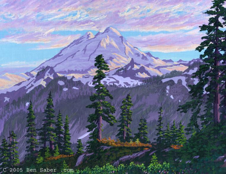 Painting Mount Baker Sunset Washington picture
