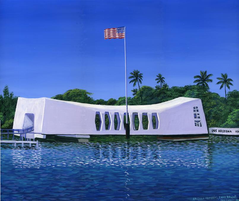 Painting Arizona Memorial, Oahu, Hawaii picture art print